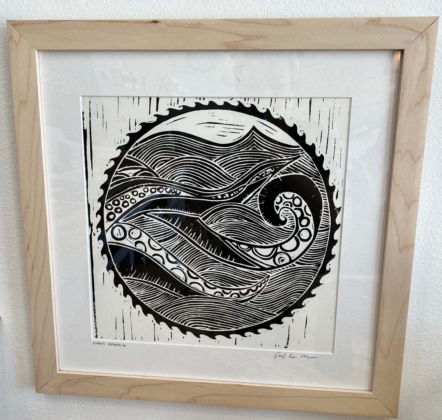 Maple Frame What's Beneath Block Print Artwork
