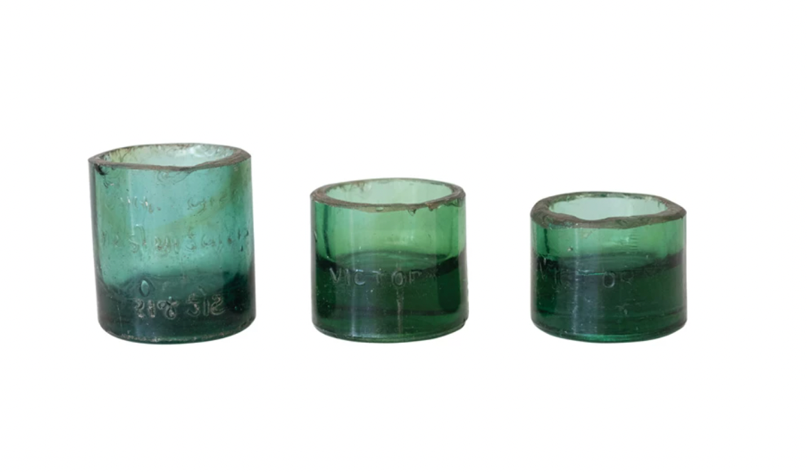 Found Recycled Soda Bottle Glass Tealight Holder