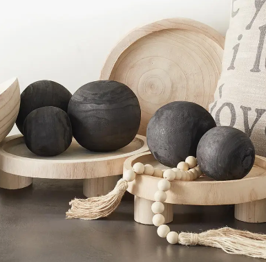Wood Sphere 5" Black