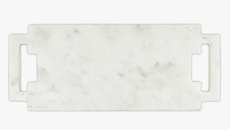 Double Handle Marble Board with Square Handle - White
