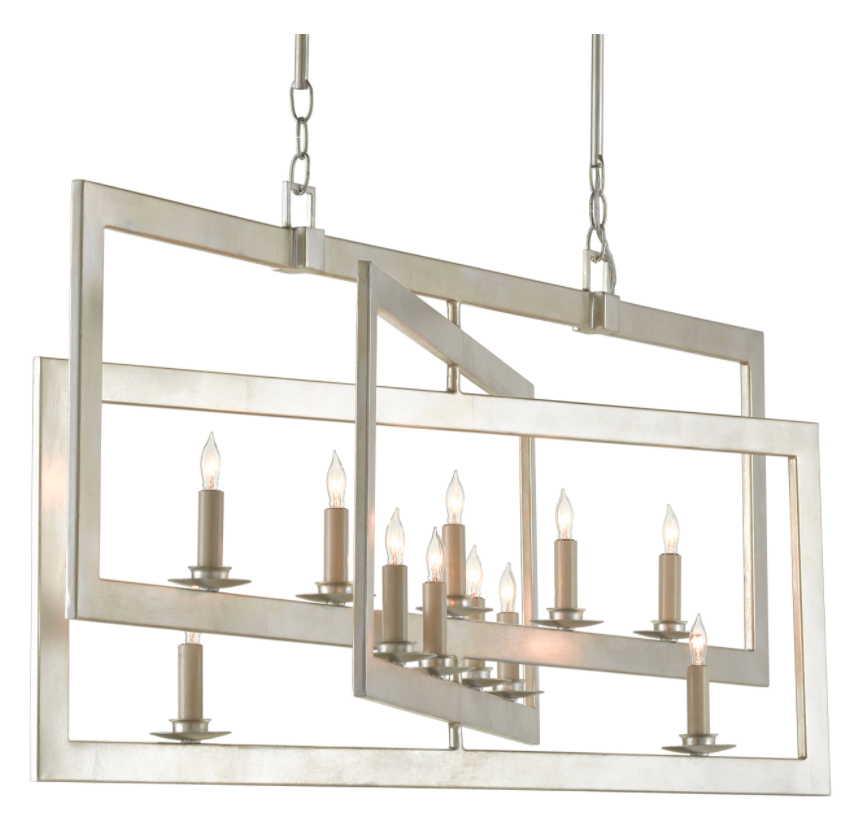 11 light Middleton Rectangular Silver Chandelier 23.25"h
