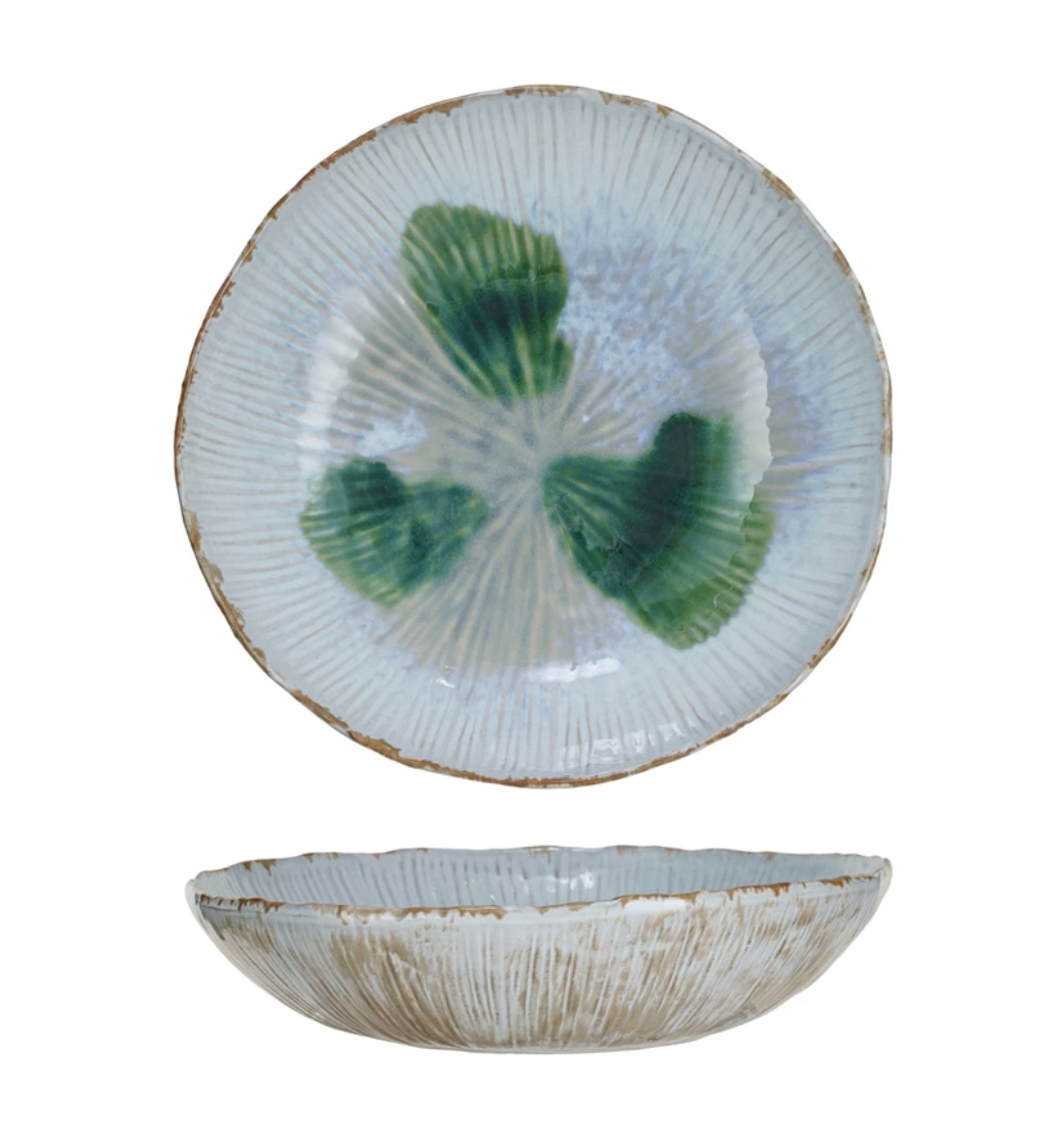 Stoneware Bowl, Reactive Crackle Glaze