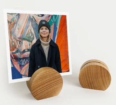 Moon Block Wooden Photo Holder