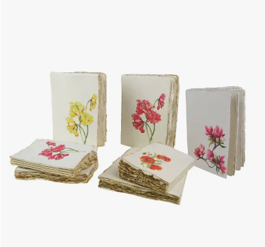 Parchment Paper Notebook with Flower Pattern