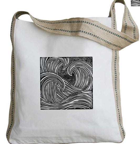 Three Waves Messenger Tote with Long Handles
