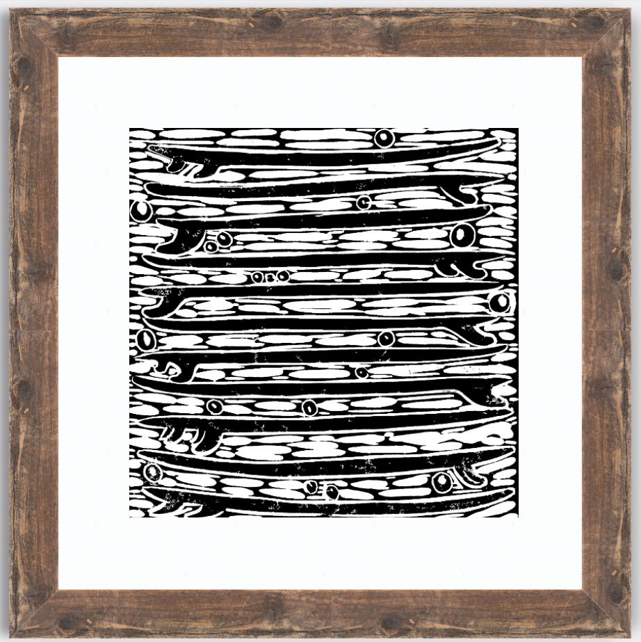 Stacked Quiver Black and White Block Print Art Rustic Frame