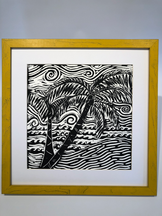 Sweet Palm Tree Black and White Block Print