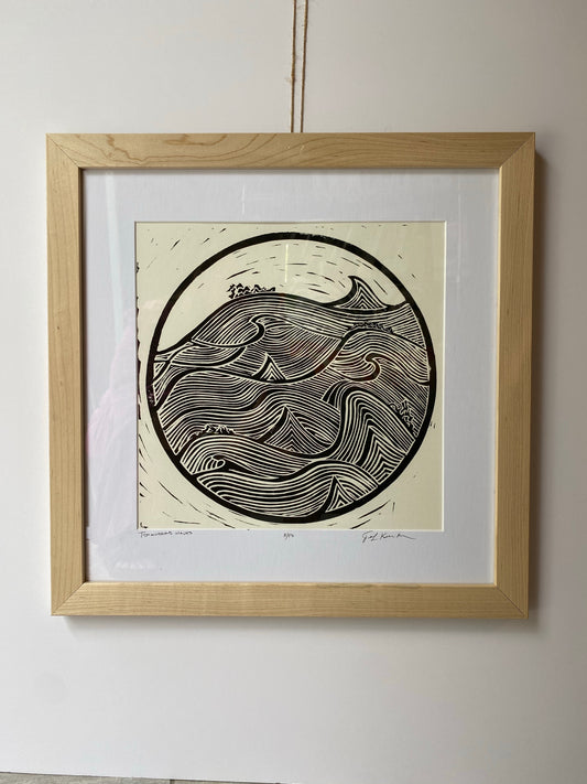 Maple Frame with  Circle of the Sea Block Print